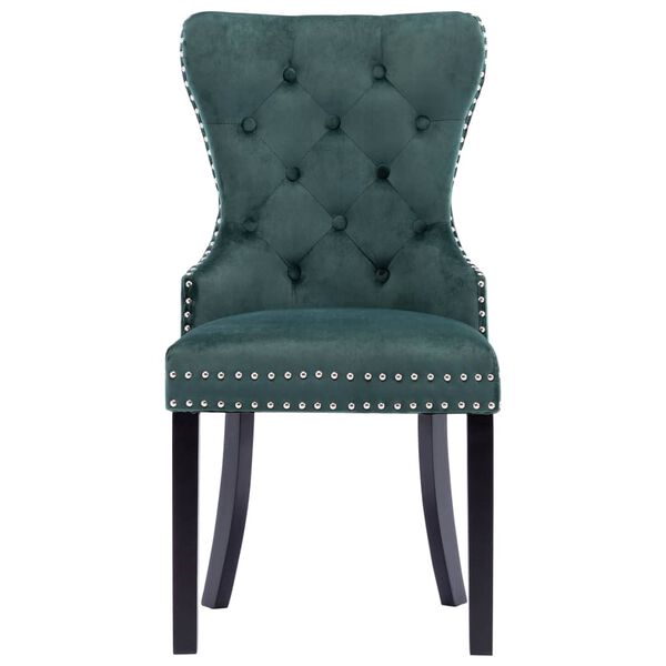 vidaXL Dining Chairs 2 pcs Dark Green Velvet