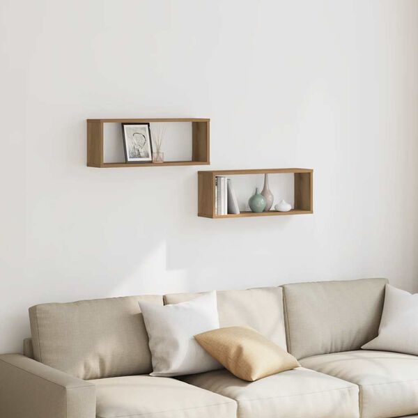 vidaXL Wall Cube Shelves 2 pcs Artisan Oak 60x15x23 cm Engineered Wood