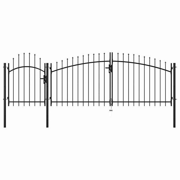 vidaXL Garden Gate Steel 1.75x4 m Black