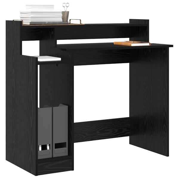 vidaXL Desk with Shelf Black Oak 97 x 45 x 90 cm Engineered Wood
