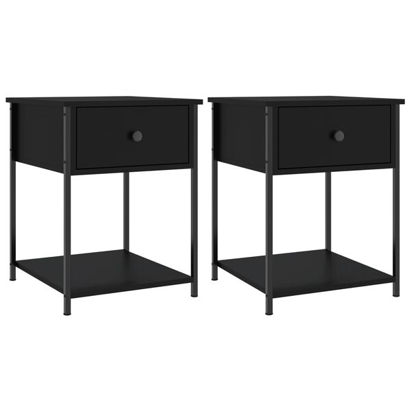 vidaXL Bedside Tables 2 pcs Black 44x45x58 cm Engineered Wood