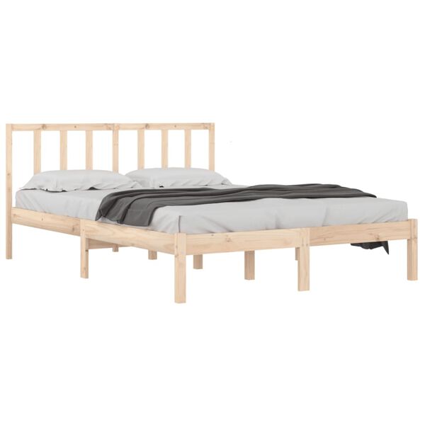 vidaXL Bed Frame without Mattress Solid Wood Pine 150x200 cm King Size King Size