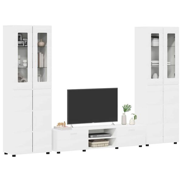 vidaXL TV Cabinet Set with Drawer with Shelf White Engineered Wood