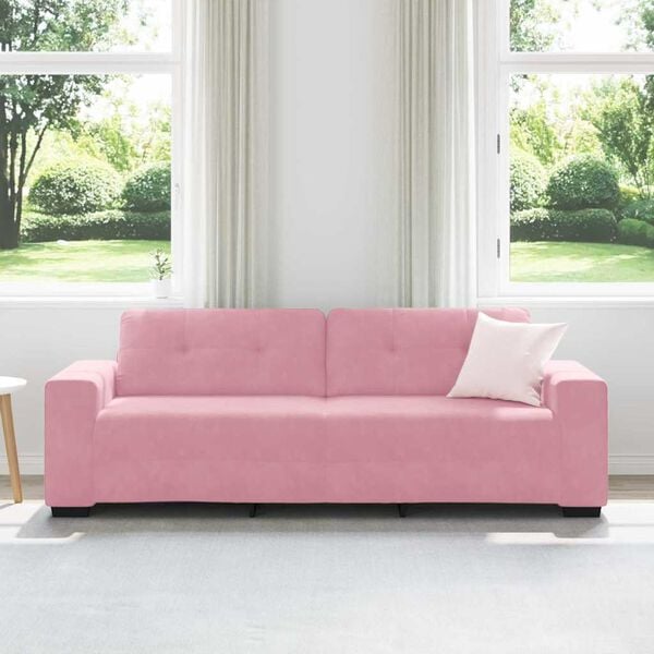 vidaXL Sofa Pink 221 x 78 x 80 cm Fabric