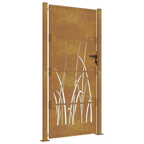 vidaXL Garden Gate 100x200 cm Corten Steel Grass Design