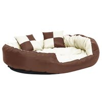 vidaXL Reversible & Washable Dog Cushion Brown and Cream 110x80x23 cm