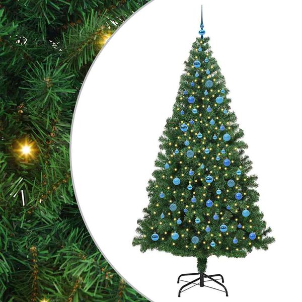 vidaXL Artificial Christmas Tree with 300 LEDs with Stand Green 240 cm
