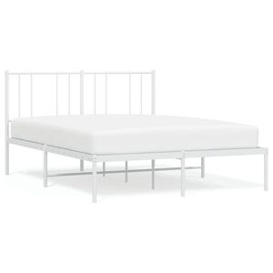 vidaXL Metal Bed Frame without Mattress with Headboard White 140x200cm