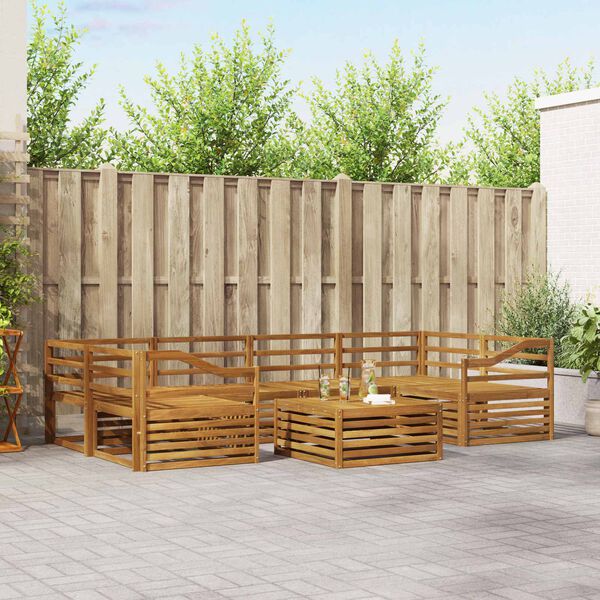 vidaXL Outdoor Sofa Set 7 pcs Natural Solid Acacia Wood