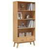 vidaXL Bookcase 4-Tier OLDEN Brown Solid Wood Pine