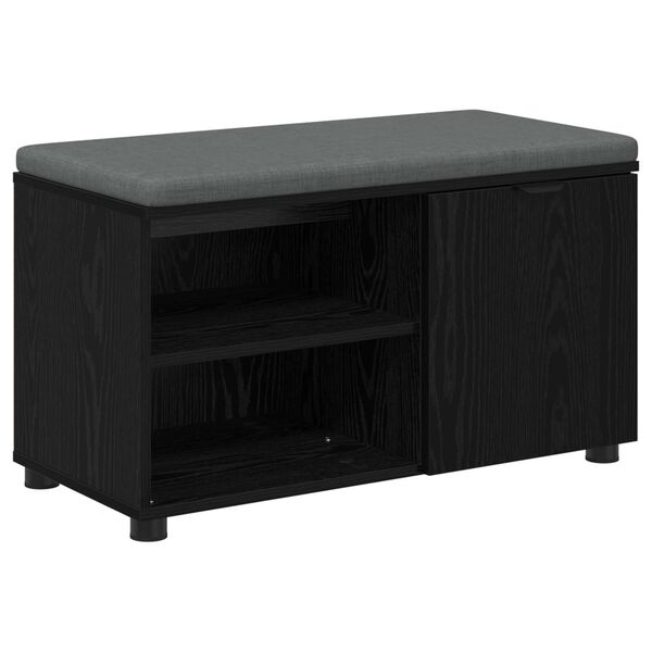 vidaXL Hall Bench Black Oak 80 x 38 x 46 cm Engineered Wood and Fabric