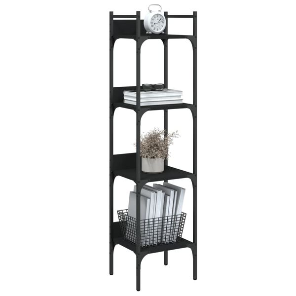 vidaXL Bookshelf 4-Tier Black 35x30x138.5 cm Engineered Wood