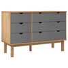 vidaXL Drawer Cabinet"OTTA" Brown&Grey 111x43x73,5 cm Solid Wood Pine