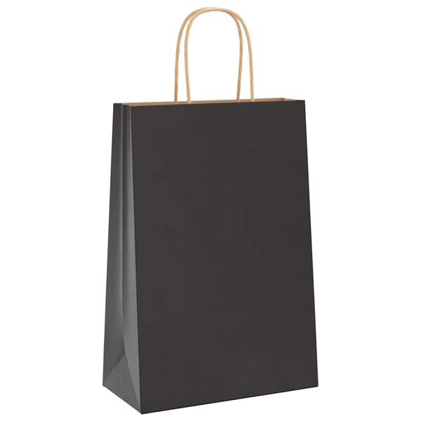vidaXL Paper Bags 250 pcs with Handles Black 21x11x31 cm