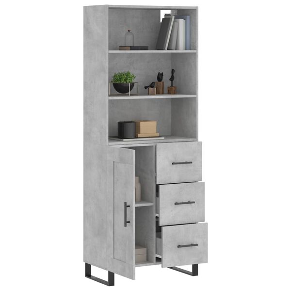 vidaXL Highboard Concrete Grey 69.5x34x180 cm Engineered Wood