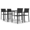 vidaXL 5 Piece Garden Dining Set Black