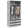 vidaXL Wardrobe Concrete Grey 100x50x200 cm Engineered Wood