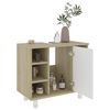 vidaXL 3 Piece Bathroom Furniture Set White and Sonoma Oak Engineered Wood