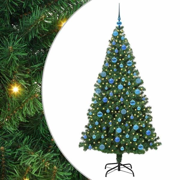 vidaXL Upside-down Artificial Pre-lit Christmas Tree with Ball Set PVC