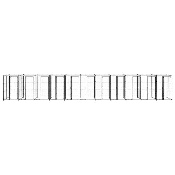 vidaXL Outdoor Dog Kennel Steel with Roof 26.62 m&sup2;