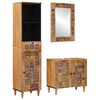 vidaXL Bathroom Furniture Set with Door 3 pcs Natural Solid Mango Wood