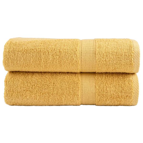 vidaXL Premium Shower Towels "SOLUND" 2 pcs Gold 70x140 cm 600 gsm