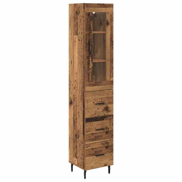 vidaXL Highboard Old Wood 34.5 x 34 x 180 cm Engineered Wood