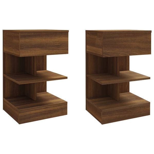 vidaXL Bedside Cabinets 2 pcs Brown Oak 40x35x65 cm Engineered Wood