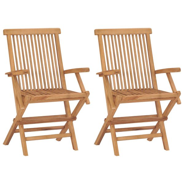 vidaXL Folding Garden Chairs 2 pcs Solid Teak Wood
