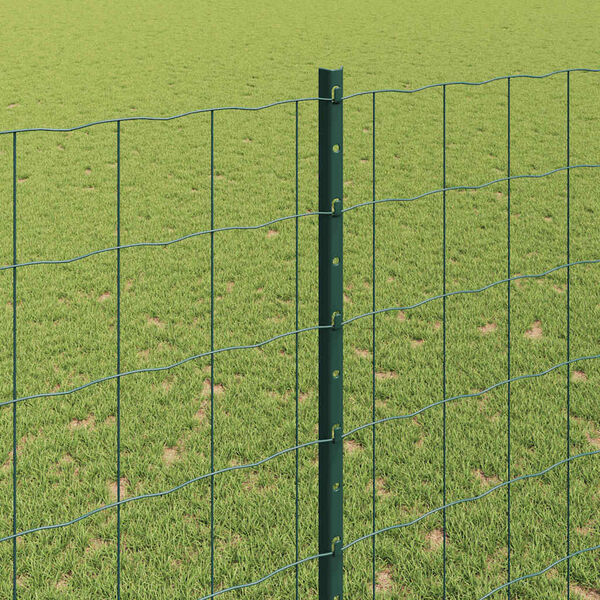 vidaXL Fence with Post Green 1.5 x 10 m Steel and PVC