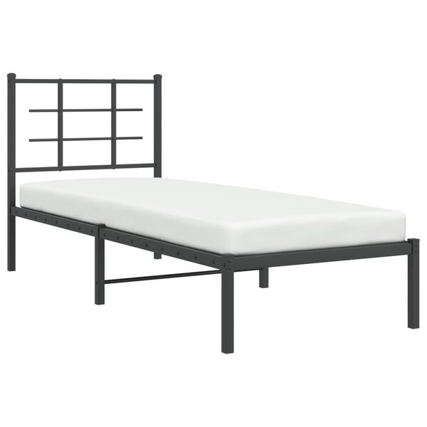 vidaXL Metal Bed Frame without Mattress with Headboard Black 75x190cm