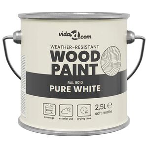 vidaXL Wood Paint White 2.5 L Wall Print