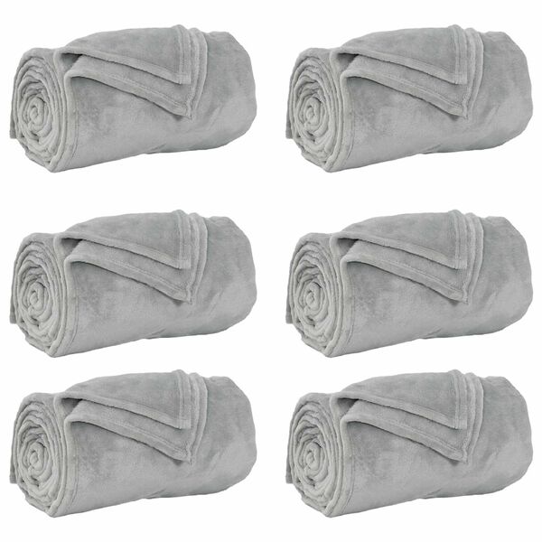 vidaXL Throw Blankets 6 pcs Grey 220 x 240 cm Fleece