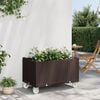 vidaXL Garden Planter with Wheels Brown 80x50x54 cm PP
