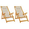 vidaXL Beach Chair with Cushion Folding 2 pcs Brown Solid Acacia Wood