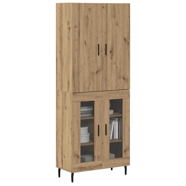 vidaXL Highboard 2 pcs Old Wood Engineered Wood and Glass