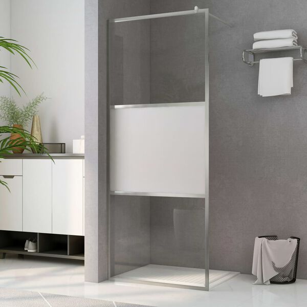 vidaXL Walk-in Shower Wall with Half Frosted ESG Glass 80x195 cm