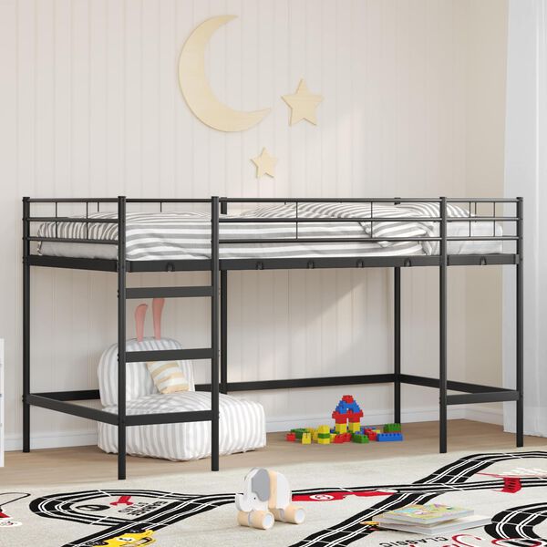 vidaXL Kids'Loft Bed Frame Black 79.5 x 200 cm Steel