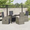 vidaXL Garden Dining Set with Cushion 5 pcs Grey Poly Rattan