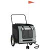 vidaXL Pet Bike Trailer Black and Grey Oxford Fabric and Iron