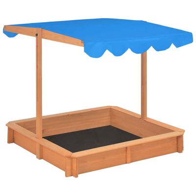 vidaXL Sandbox with Adjustable Roof Firwood 115x115x115 cm