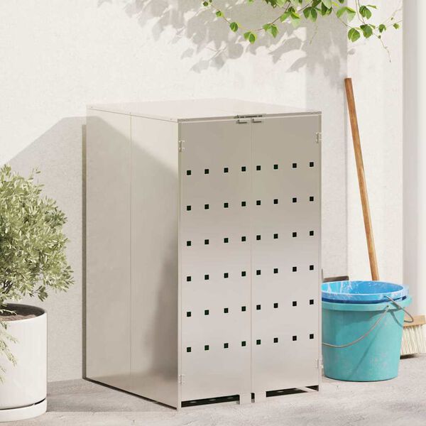 vidaXL Wheelie Bin Storage with Gas Lift-up Lid for 240L Bin Silver