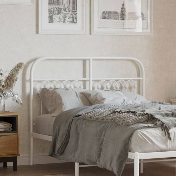 vidaXL Metal Replace Headboard White 120 cm