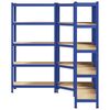 vidaXL 3 Piece 5-Layer Shelves Set Blue Steel&Engineered Wood