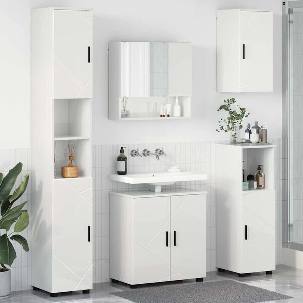 vidaXL Bathroom Furniture Set Wall-mounted 5 pcs High Gloss White