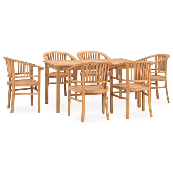 vidaXL 7 Piece Garden Dining Set Solid Teak Wood