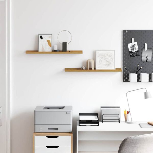 vidaXL Wall Shelf with Shelf 2 pcs Beige 60 x 9 x 3 cm Engineered Wood