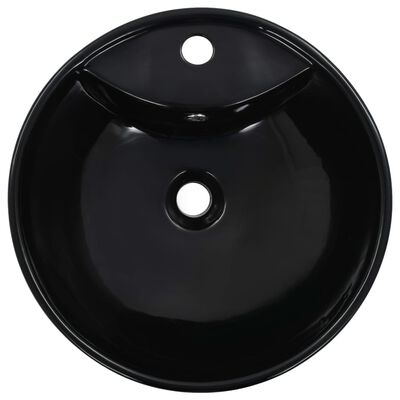vidaXL Wash Basin with Overflow 46.5x18 cm Ceramic Black