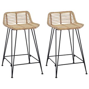 vidaXL Bar Stool 2 pcs Natural 44 x 45 x 76 cm Rattan and Steel