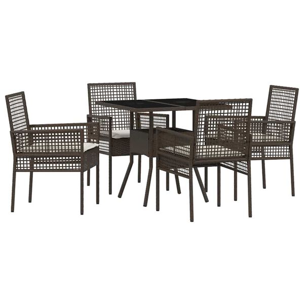 vidaXL Garden Dining Set 5 pcs Brown Poly rattan